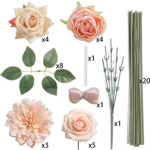 Artificial Flowers Combo Box Set Gradient Color Flower Leaf w/ Stems DIY Wedding - Picture 5 of 6